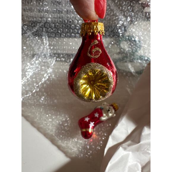 Vintage Mercury glass ornament set 1950s 1960s stocking teddy doll grannycore - Picture 7 of 7